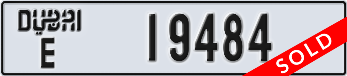 dubai License Plate Number 19484 Code E