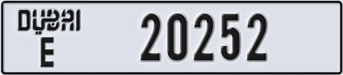 dubai License Plate Number 20252 Code E