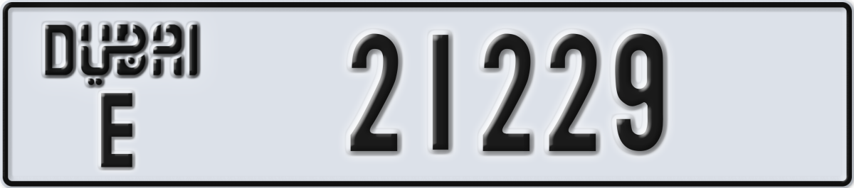 dubai License Plate Number 21229 Code E