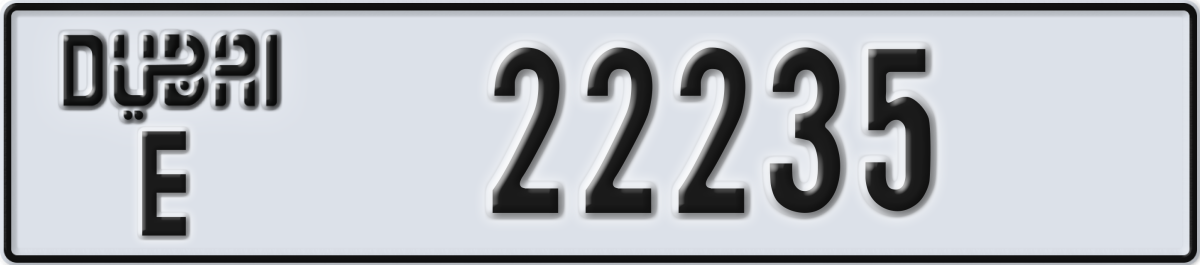 dubai License Plate Number 22235 Code E