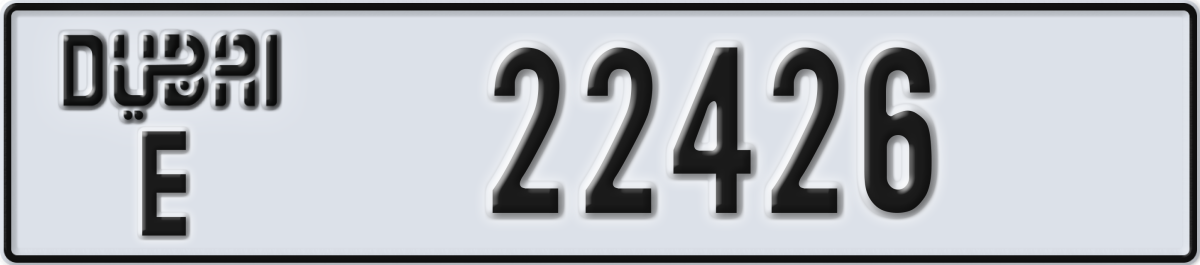 dubai License Plate Number 22426 Code E