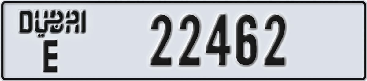 dubai License Plate Number 22462 Code E