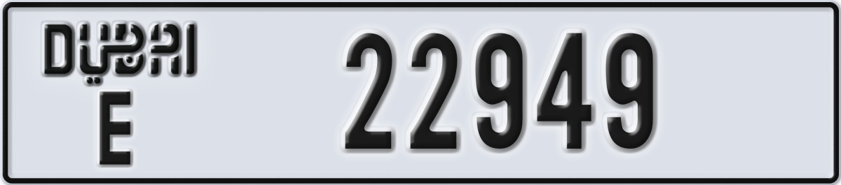 dubai License Plate Number 22949 Code E