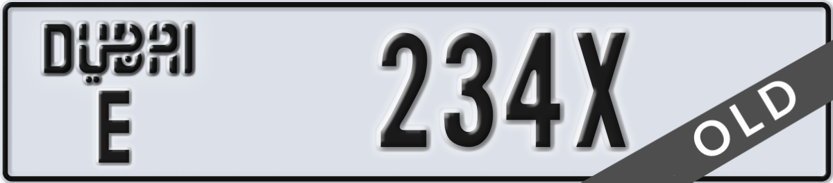 dubai License Plate Number 234X Code E