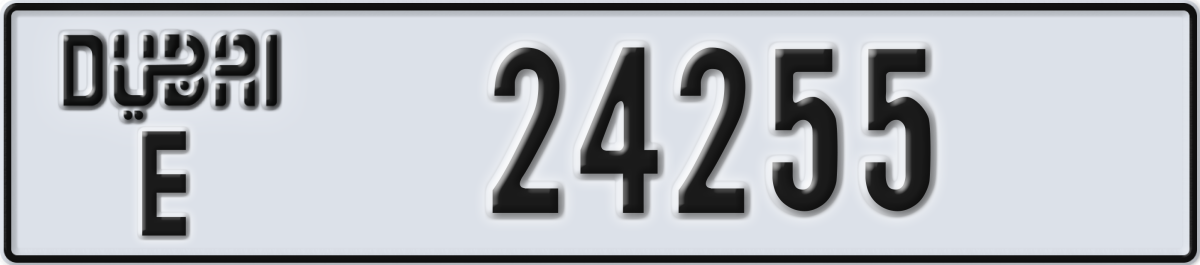 dubai License Plate Number 24255 Code E