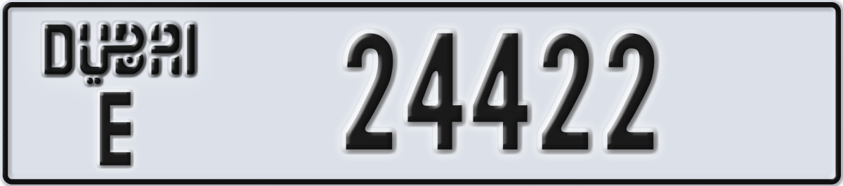 dubai License Plate Number 24422 Code E