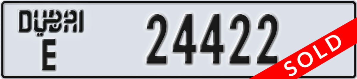dubai License Plate Number 24422 Code E