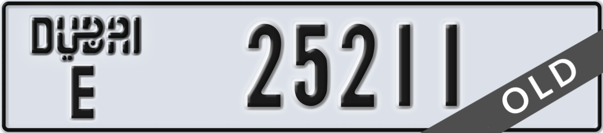 dubai License Plate Number 25211 Code E