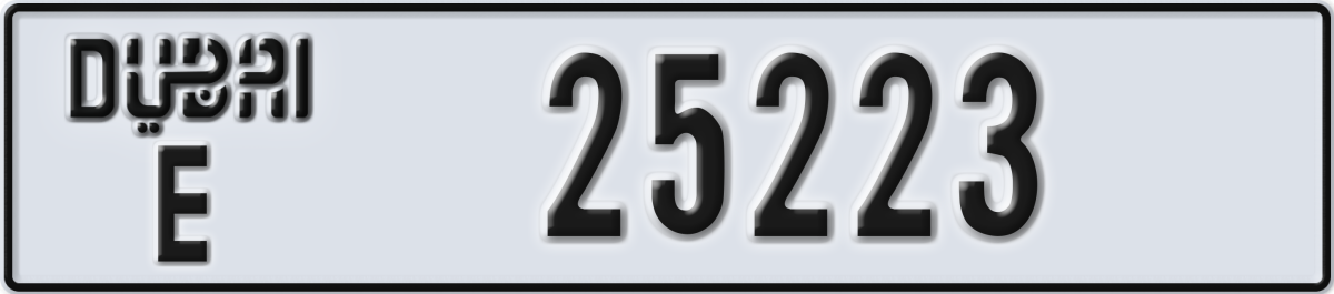 dubai License Plate Number 25223 Code E