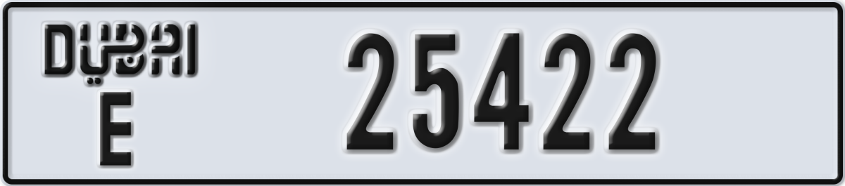 dubai License Plate Number 25422 Code E