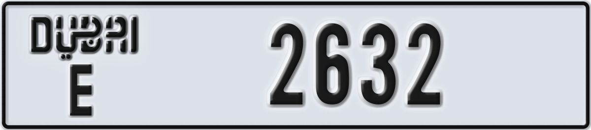 dubai License Plate Number 2632 Code E