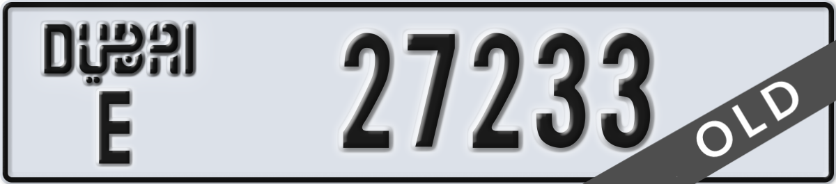 dubai License Plate Number 27233 Code E