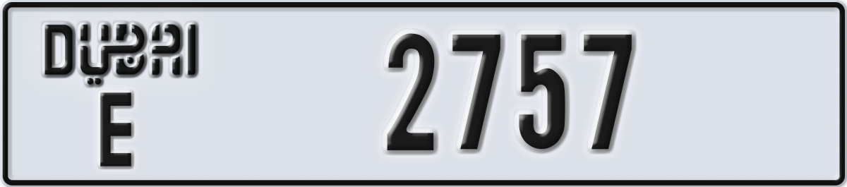dubai License Plate Number 2757 Code E