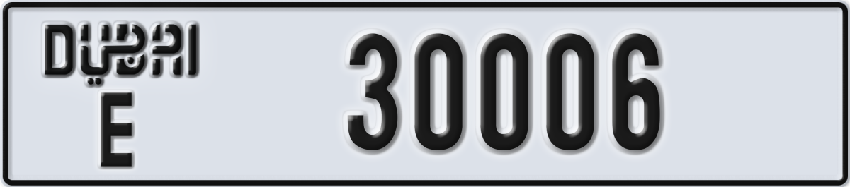 dubai License Plate Number 30006 Code E