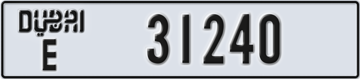 dubai License Plate Number 31240 Code E