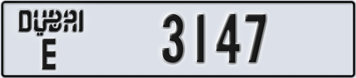 dubai License Plate Number 3147 Code E