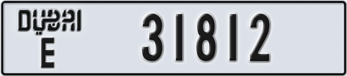 dubai License Plate Number 31812 Code E