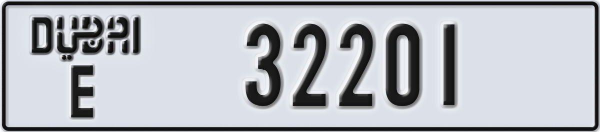 dubai License Plate Number 32201 Code E