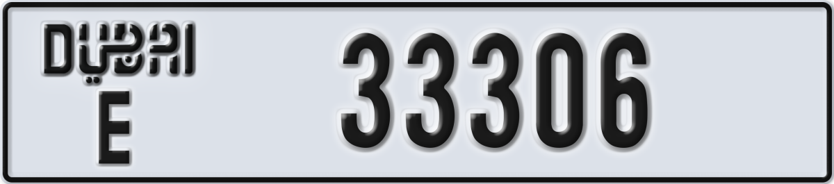 dubai License Plate Number 33306 Code E
