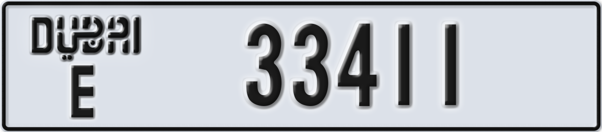 dubai License Plate Number 33411 Code E
