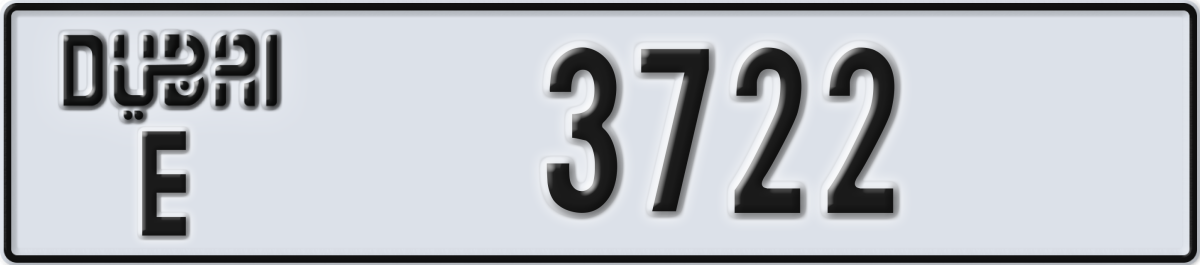 dubai License Plate Number 3722 Code E