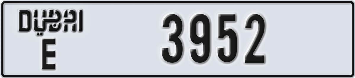dubai License Plate Number 3952 Code E