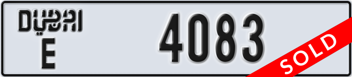 dubai License Plate Number 4083 Code E
