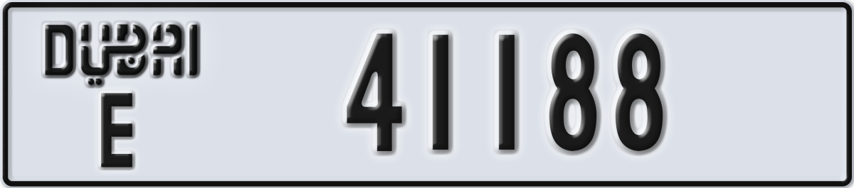 dubai License Plate Number 41188 Code E