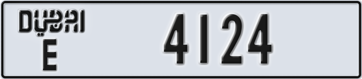 dubai License Plate Number 4124 Code E