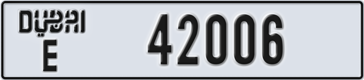 dubai License Plate Number 42006 Code E