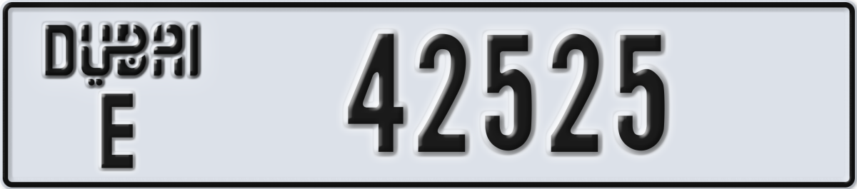 dubai License Plate Number 42525 Code E