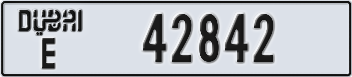 dubai License Plate Number 42842 Code E