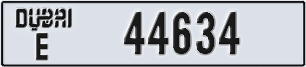 dubai License Plate Number 44634 Code E