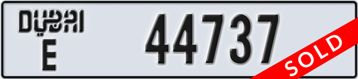 dubai License Plate Number 44737 Code E