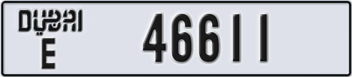 dubai License Plate Number 46611 Code E