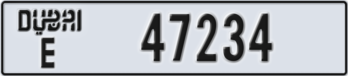 dubai License Plate Number 47234 Code E