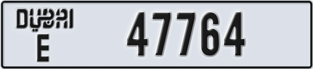 dubai License Plate Number 47764 Code E