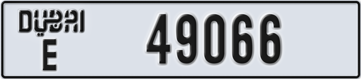 dubai License Plate Number 49066 Code E