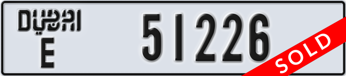 dubai License Plate Number 51226 Code E