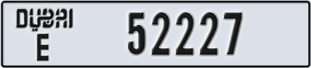 dubai License Plate Number 52227 Code E