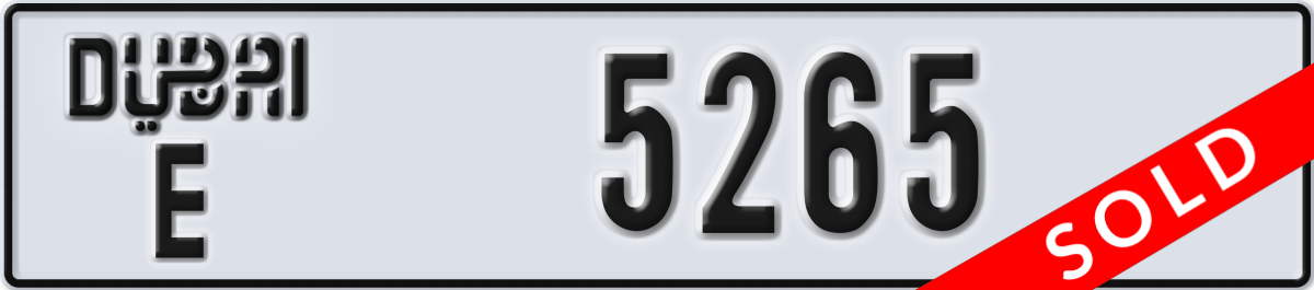 dubai License Plate Number 5265 Code E