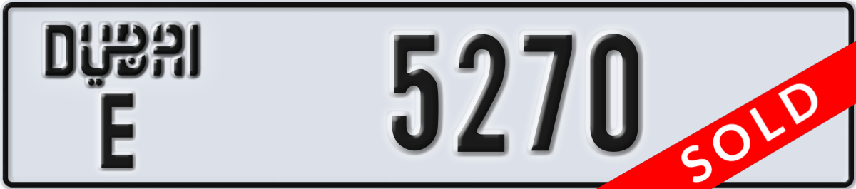 dubai License Plate Number 5270 Code E