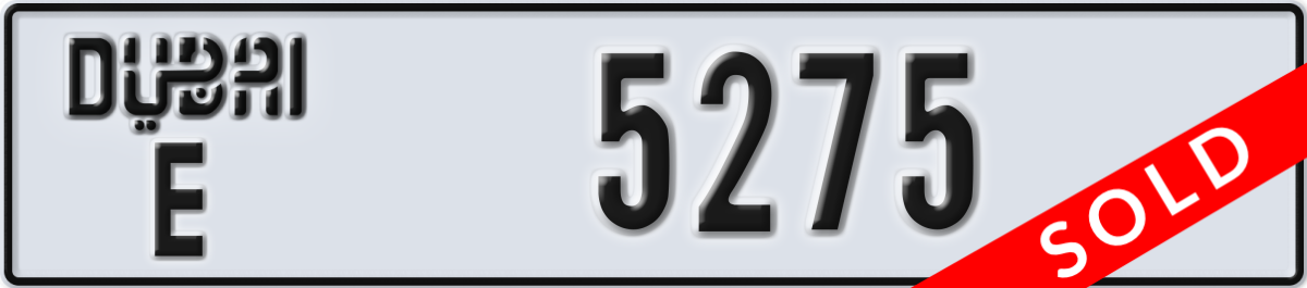 dubai License Plate Number 5275 Code E