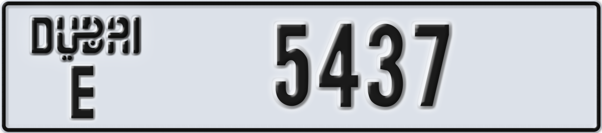 dubai License Plate Number 5437 Code E