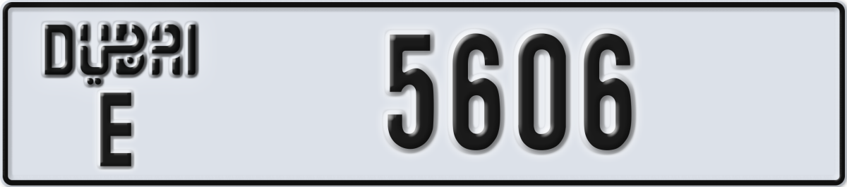 dubai License Plate Number 5606 Code E