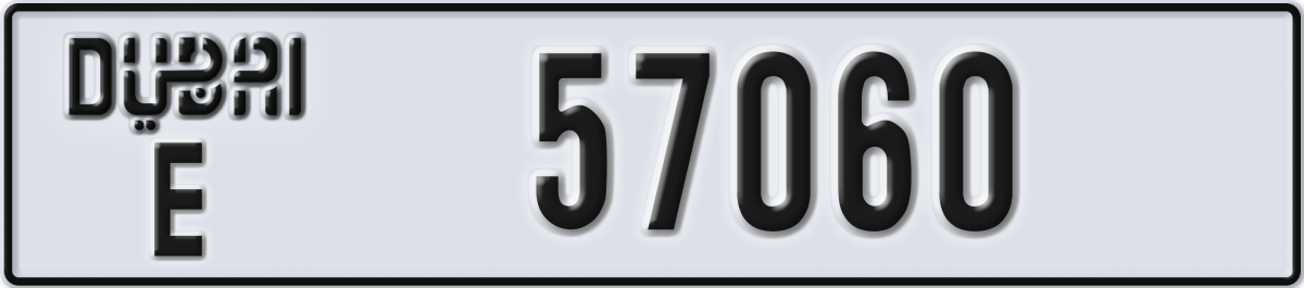 dubai License Plate Number 57060 Code E