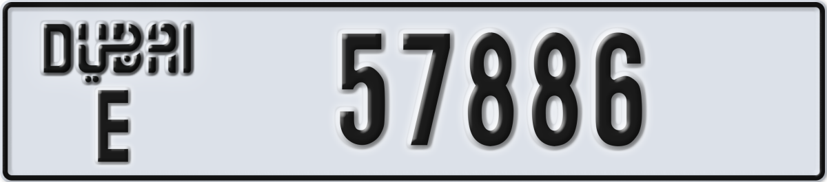 dubai License Plate Number 57886 Code E
