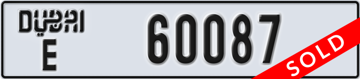 dubai License Plate Number 60087 Code E