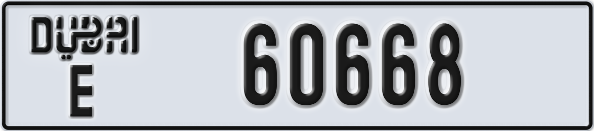 dubai License Plate Number 60668 Code E