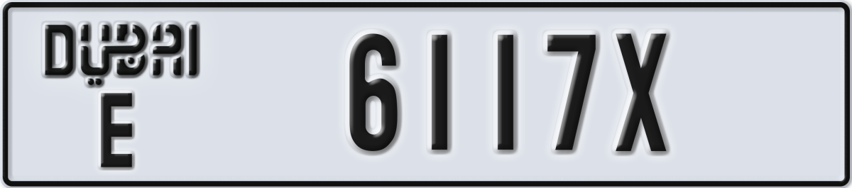dubai License Plate Number 6117X Code E